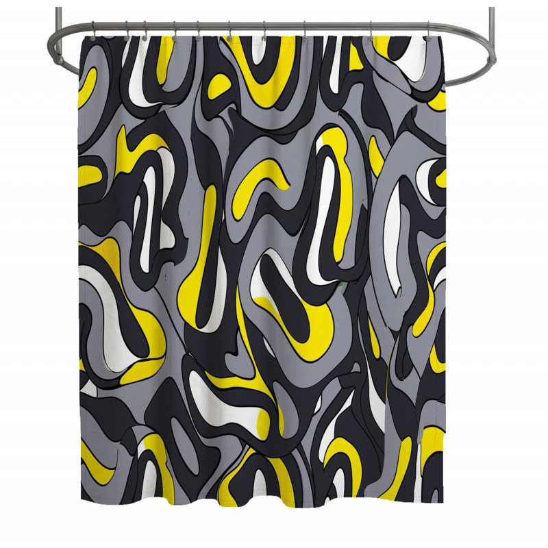 Dawnda Abstract Shower Curtain, 93"H x 70"W