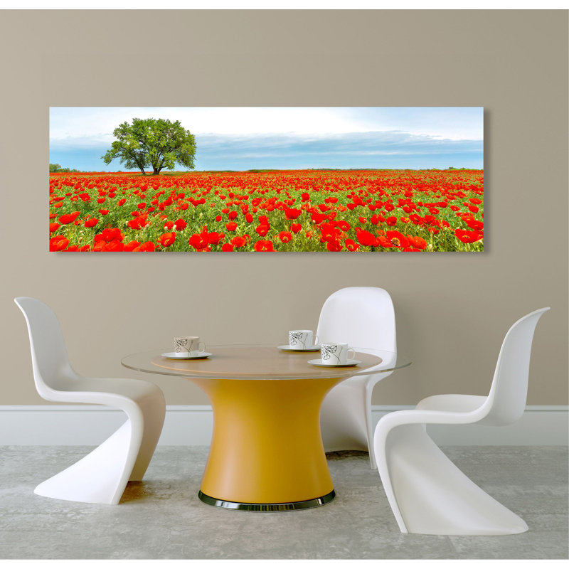 Tree In A Poppy Field by Anonymous - Wrapped Canvas Print, 35cm H x 100cm W x 4cm D