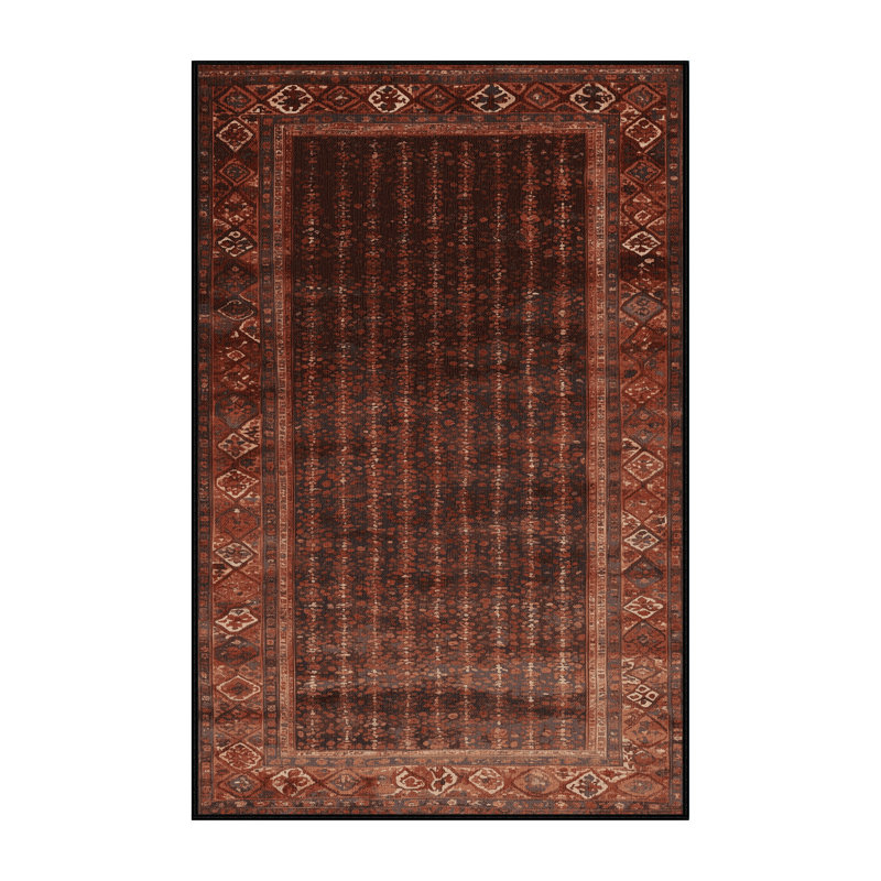 Machine Washable Persian Black Area Rug, Rectangle 2' x 3'