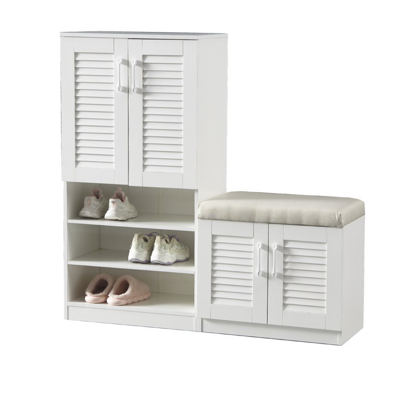 Multi-Functional Shoe Storage Bench - 7+3 Compartments With Adjustable Shelves & Cushion, Freestanding Entryway Organizer For Mudroom/Hallway In White/Oak (MDF/Particle Board)