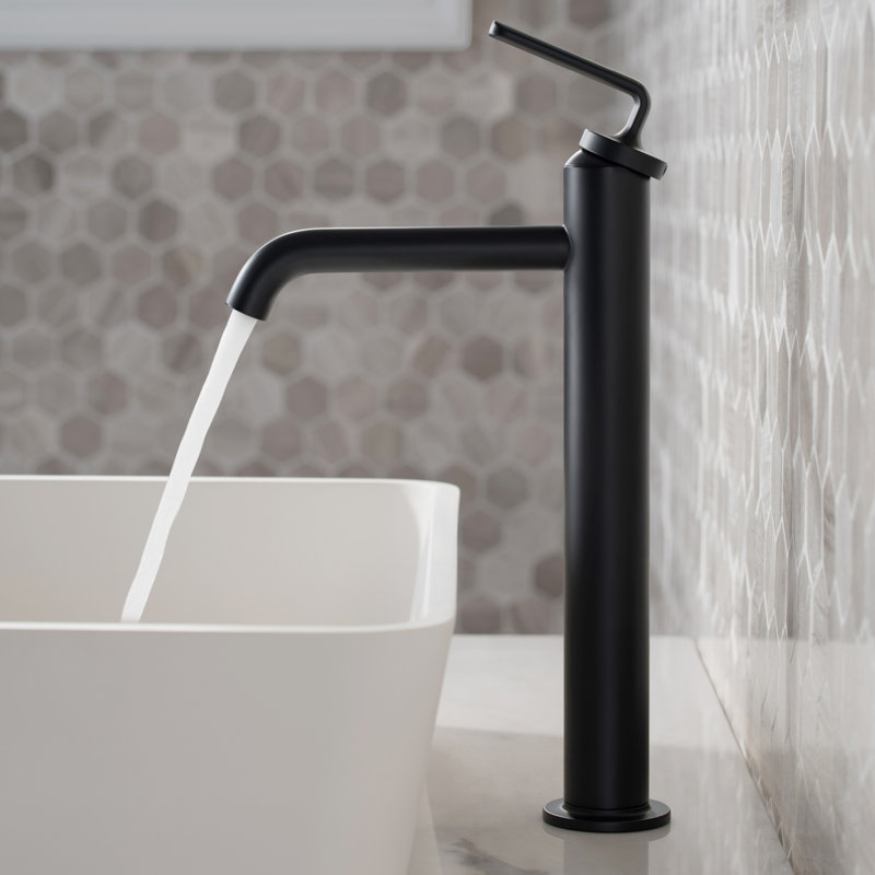 Robinet de lavabo vasque avec bonde Ramus, Noir mat