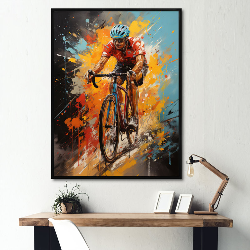 Withams Bicycle Bold Rides I - Art mural de bicyclette, H 40 po x l 30 po x P 1,5 po, Cadre flottant noir
