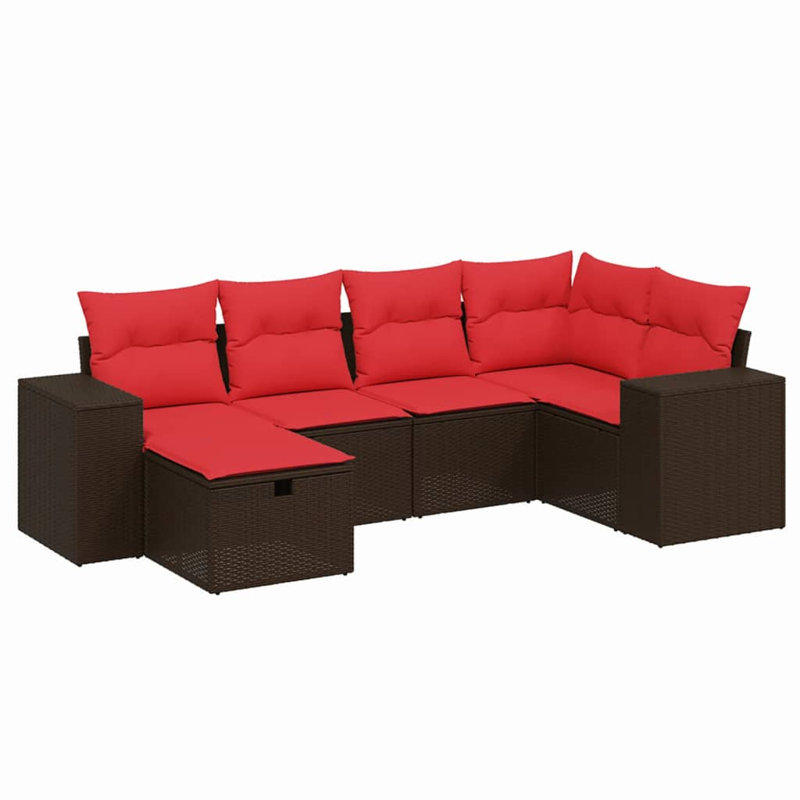 Ensemble de canapé de patio avec coussins 6 pièces Ebern Designs