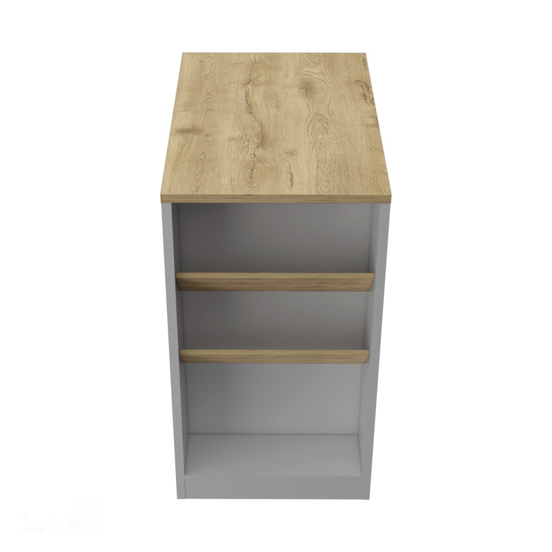 Îlot de cuisine classique avec organisateur à 2 bouteilles et tablette ouverte, parfait pour le rangement et la présentation dans les maisons modernes