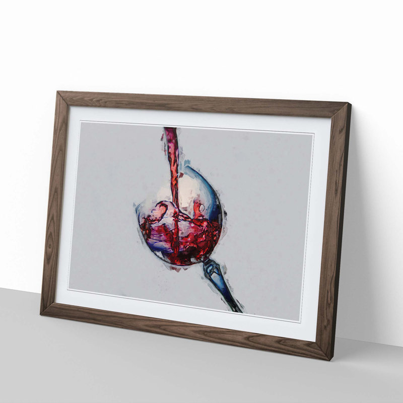 Tilted Wine Glass in Abstract - Picture Frame Graphic Art Print, Walnut, 60cm H x 91cm W x 2cm D