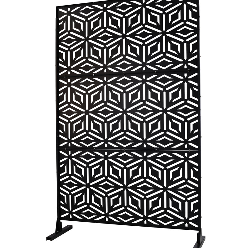 Écran d'intimité en métal noir H 76 po. Solution pour divers espaces. Barrière de terrasse de balcon autoportante. Impact. Espace de jardin polyvalent pour jardin de fleurs. Méthode d'installation simple à l'extérieur