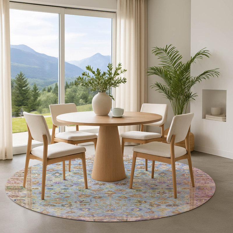 Premium Machine Washable Maag AMF1772 Global Rug, Round 8'