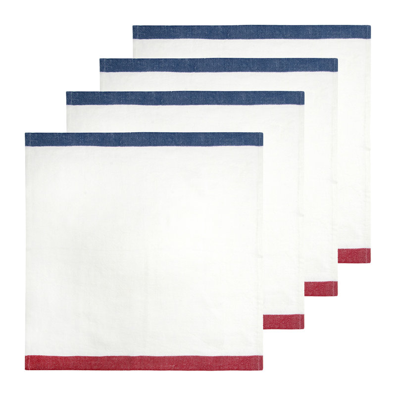 Striped Square Napkin, Blue/Red
