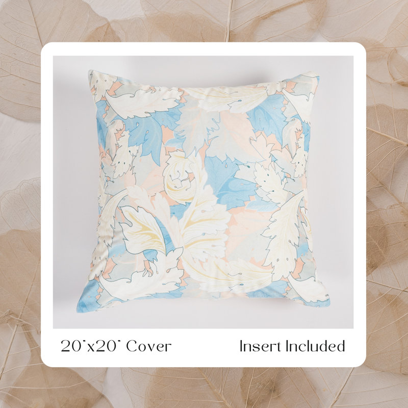 Floral Pink Blue Throw Pillow 20"