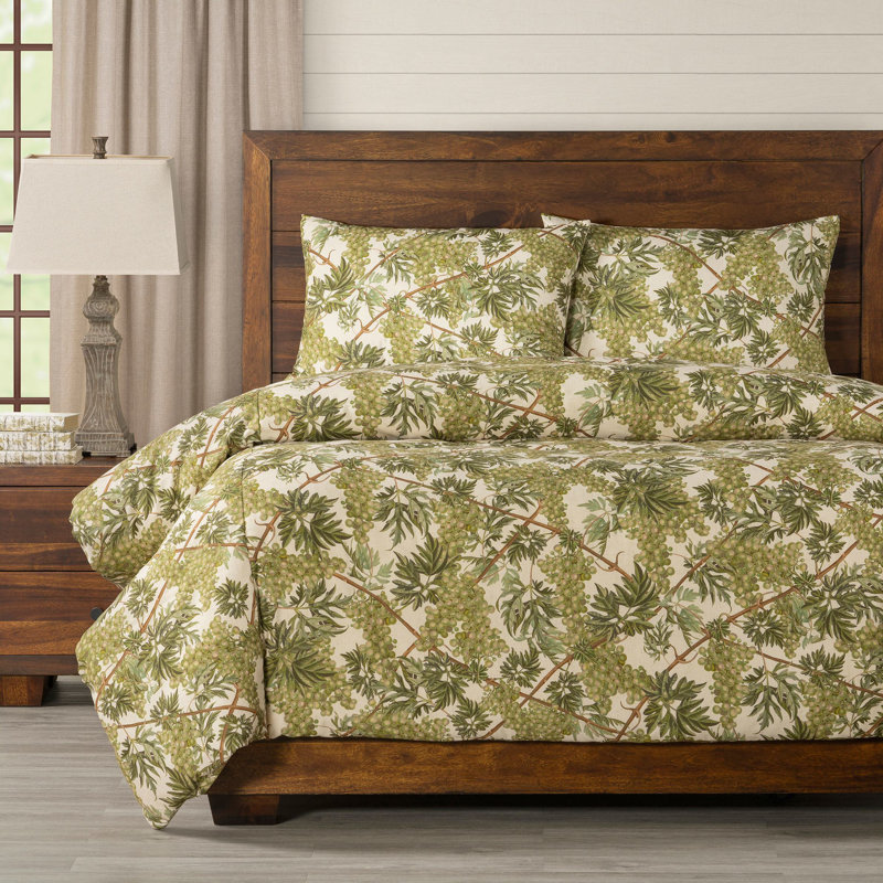 Grapevine Print Duvet Cover Set, California King Duvet Cover + 2 King Shams