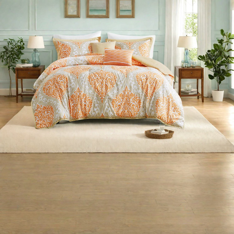 Ensemble de literie orange en polyester, style moderne pour la maison
