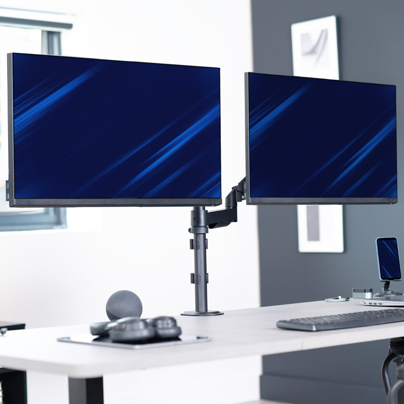 Pneumatic Arm Dual Monitor Desk Mount