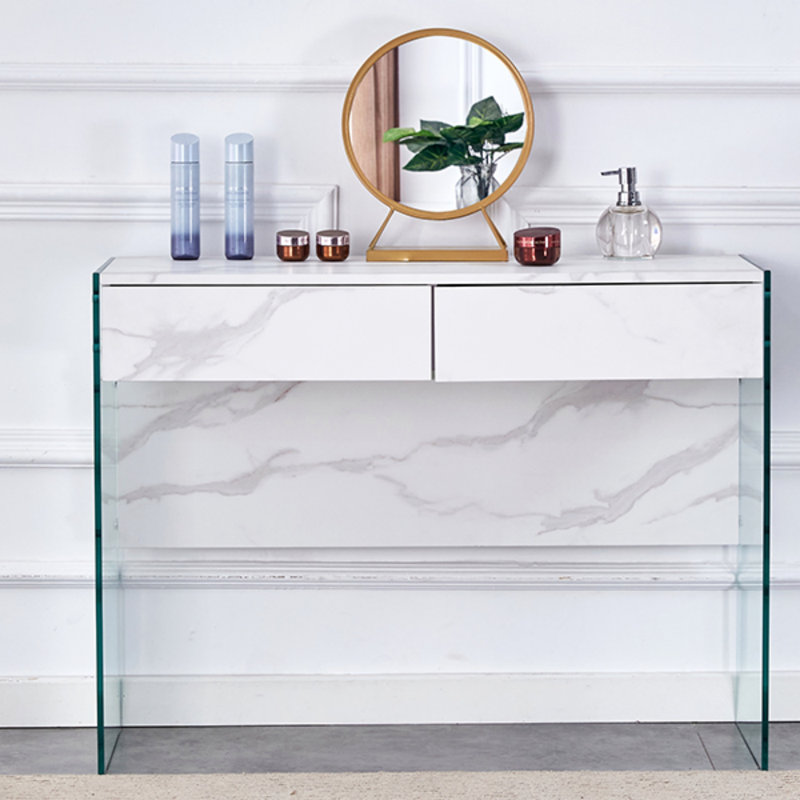 White Environmental Protection MDF Minimalist Dresser, Desk, Desktop Computer Desk, With Double Drawer Storage Space, Simple Home, Perfect For Various Styles Of Home Environment. (Dresser)