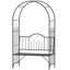 Treillis en métal avec banc pour l'extérieur - 484 lb Capacité de poids, arche et décoration à finition noire, capacité