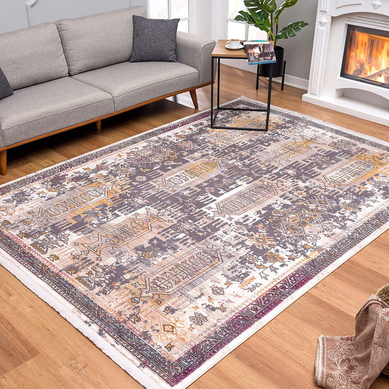 Tapis abstrait gris / brun Kanter, Rectangle 8 pi x 11 pi