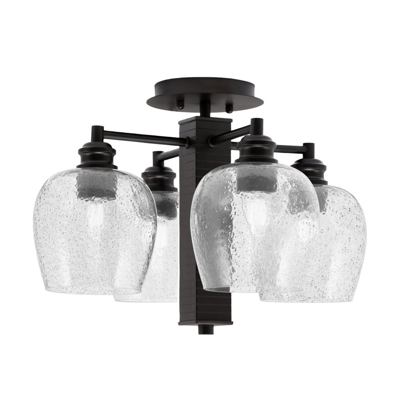 Edge 4 Light Semi-Flush Shown With 6" Bubble Glass, Brushed Nickel, Smoke