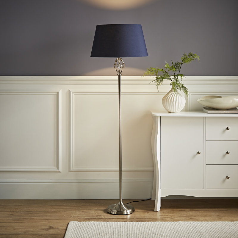 Tegan 151cm Traditional Floor Lamp, Blue, Brushed Chrome, Included