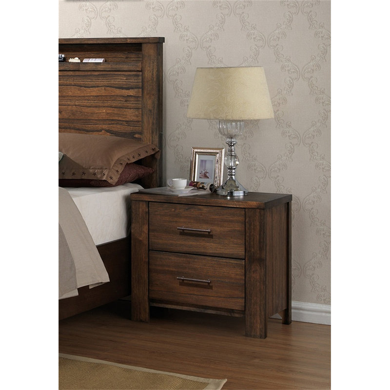 Table de chevet en bois avec 2 tiroirs