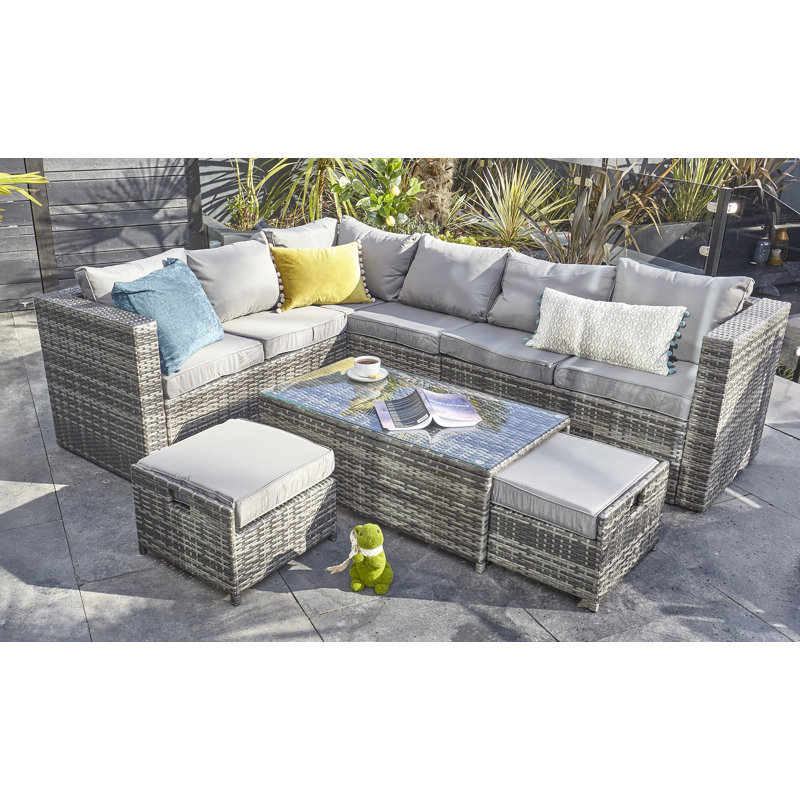 Babson Rattan 9- Person Seating Group, Grey