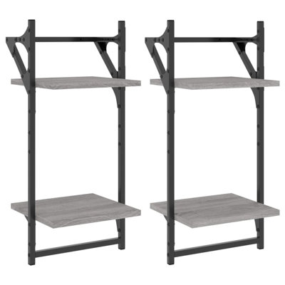 Borough Wharf 2-Tier Wall Shelves With Bars 2 Pcs 30X25x65 Cm