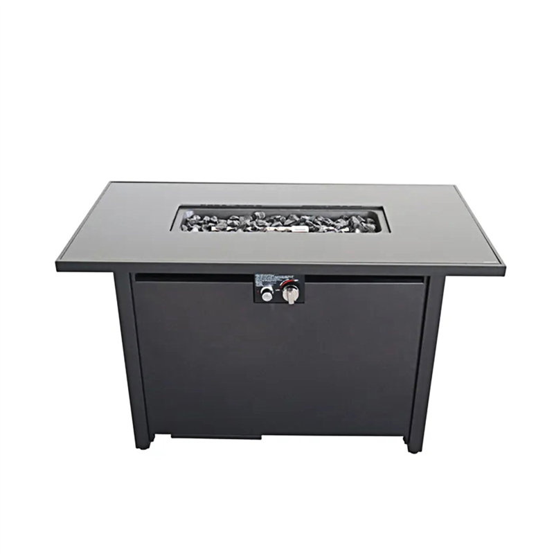 Table de foyer d'extérieur en acier avec couvercle H 25 po x l 42 po