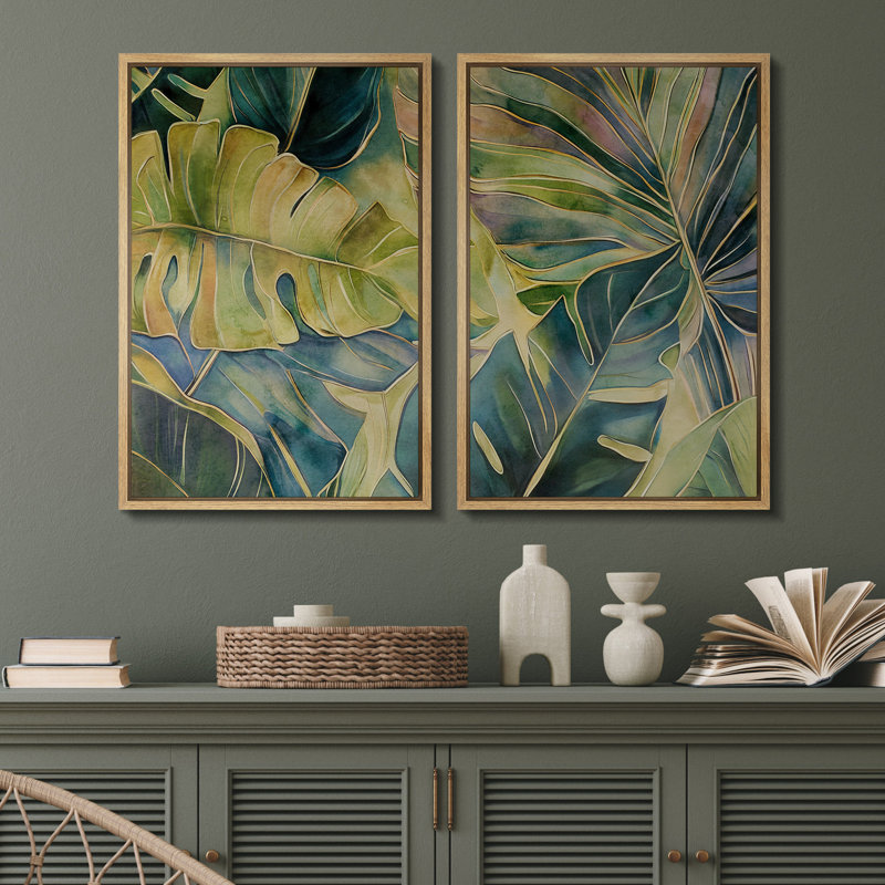 «Tropical Palm 2 Tropical Monstera Banana Leaves», art moderne rustique vert, impression numérique sur toile