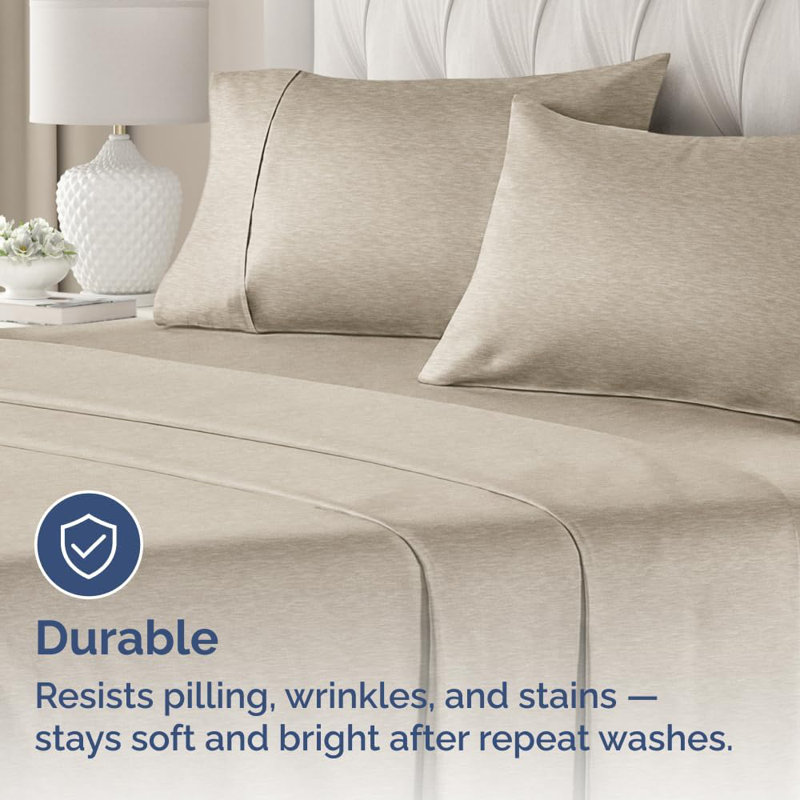 Microfiber Pillowcase Set of 2, Soft Double Brushed Pillow Covers, Breathable & Easy Care, Queen, Heather Beige