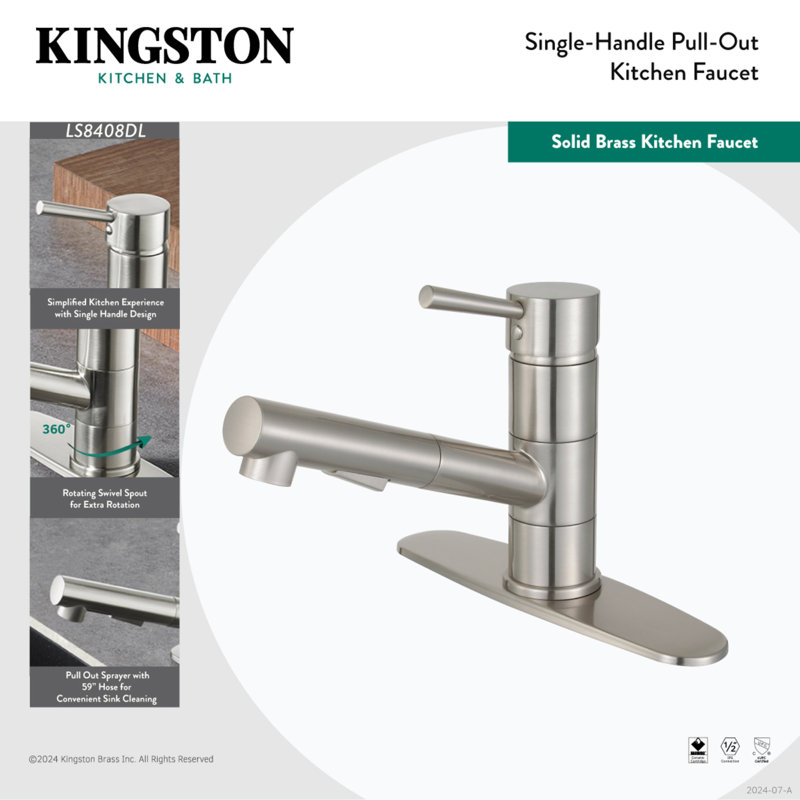 Robinet de cuisine Kingston, Chrome poli