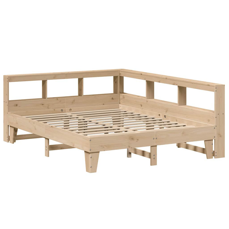 Solid Wood Storage Bed, European King (160 x 200 cm), Brown