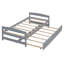 Lit plateforme gris avec lit gigogne coulissant simple, support à lattes de bois, aucun sommier nécessaire-993232613