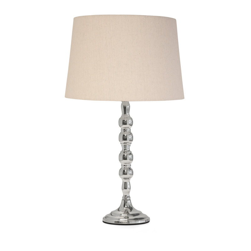 Waukena 50cm Candlestick Table Lamp, 50cm H x 30cm W x 30cm D, Silver, Beige