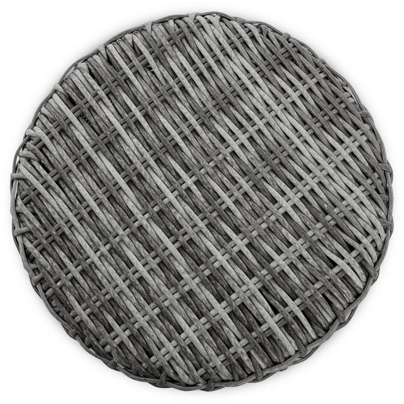 Gray Round Wicker Outdoor Side Table with Storage