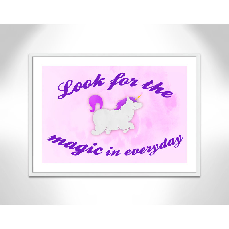 Décoration murale licorne magique pour enfants, H 25,5 po x l 35,5 po x P 1,19 po, Encadré de boîte blanc