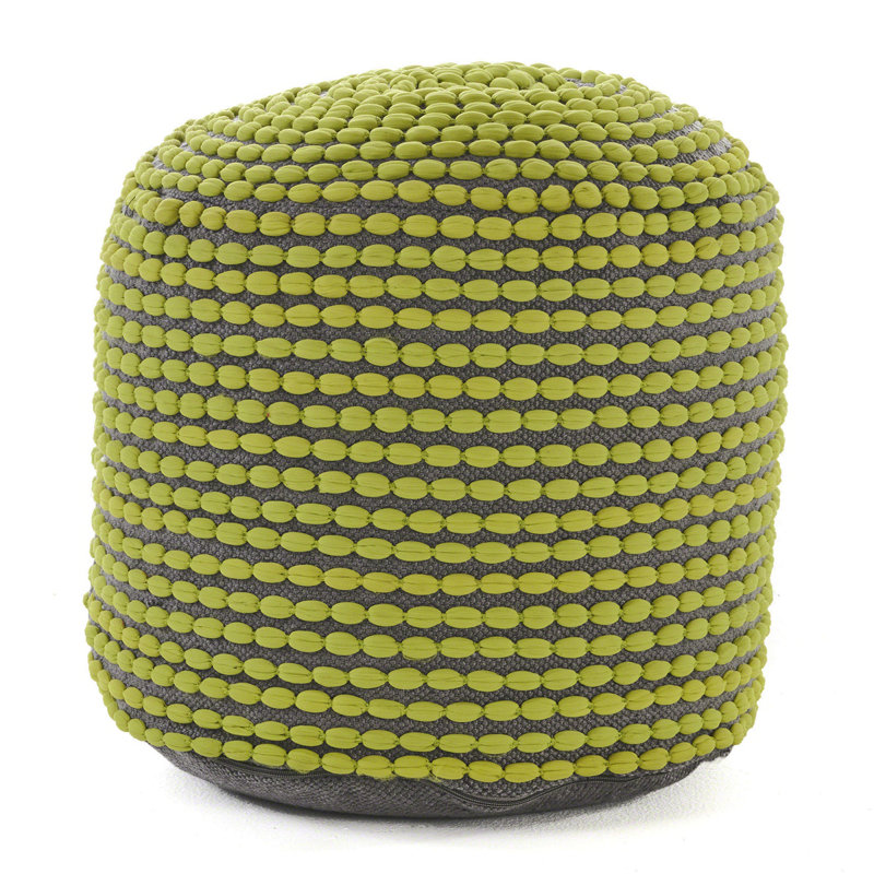 River Water Resistant Handcrafted Cylindrical Pouf Upholstered Ottoman Living Room Ottoman, Green