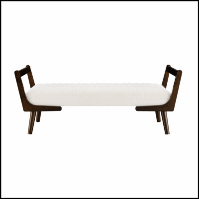 Mid Century Channeled Upholstered Bench With Walnut Legs, Soft Chenille Fabric For Versatile Home Use