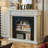 Beige + Black Solid Wood Freestanding Fireplace