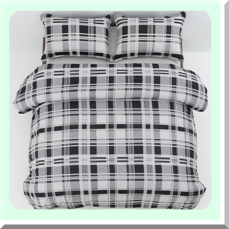 Buffalo Check Plaid Comforter Set - Soft Microfiber Reversible Bedding - 3 Piece Gingham Set for All Seasons 