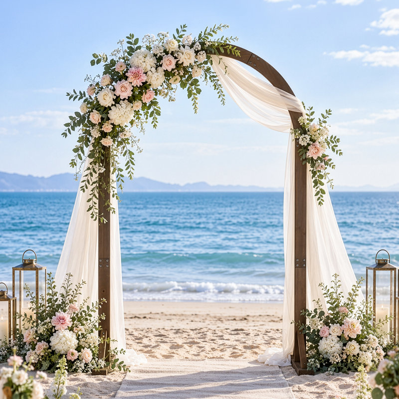 Arche de mariage Winado de 2,13 m en bois massif arquée, idéale pour la cérémonie et la réception.