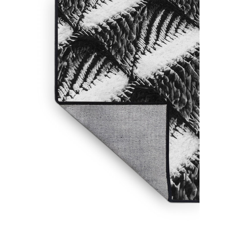 Tapis à motif d'arc contemporain gris et noir lavable à la machine, 5 x 8