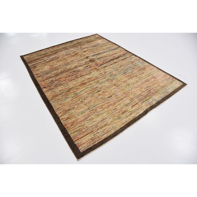 Tapis de la zone en laine 5 pi x 6 pi 6 po one-of-kind à la main noué la new age Nash