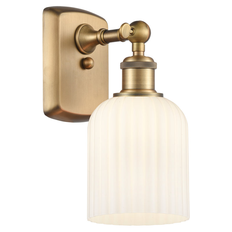 Northgate Steel Armed Sconce, Brushed Brass, Gloss White