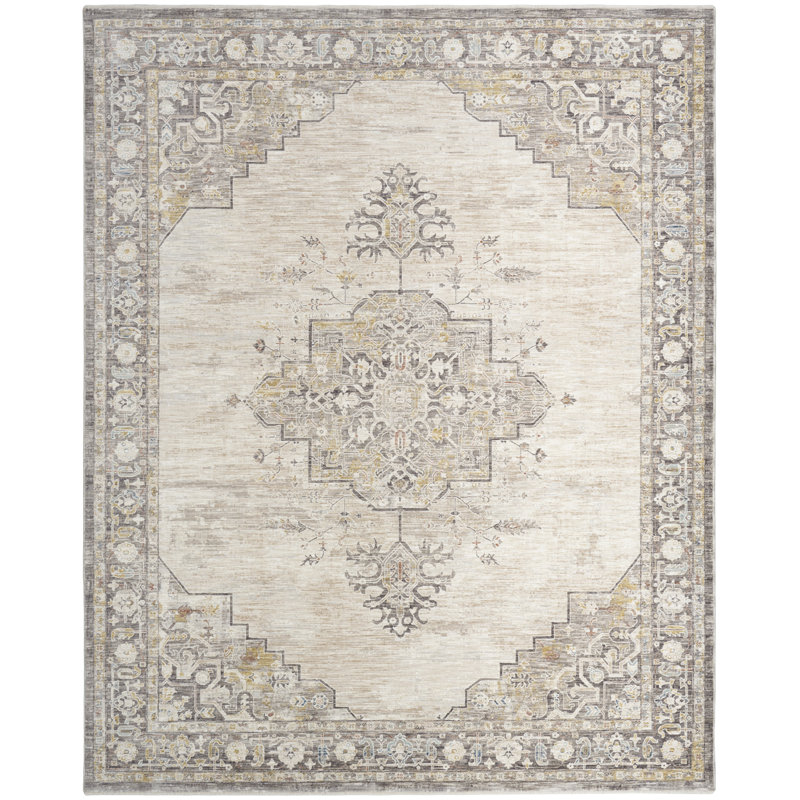 Classic Ivory Charcoal Area Rug, Rectangle 244 x 305 cm