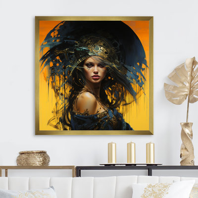 Or et noir Warrior Queen IV - art mural moderne