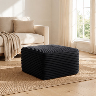 Repose-pieds carré en velours côtelé côtelé avec coussin moelleux, repose-pieds multifonctionnel et siège supplémentaire, pouf rembourré compressé pour le salon, la chambre à coucher et un appartement