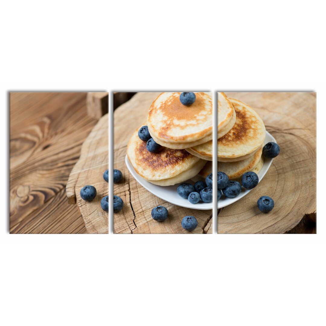 3-tlg. Leinwandbilder-Set Pancakes mit Blaubeeren