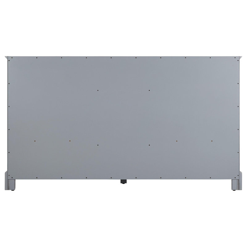 Quen 60" Freestanding Double Basin Vanity Set with Cabinet, Vanity Top, and Oval Undermount Sinks, Gray, Brushed Nickel