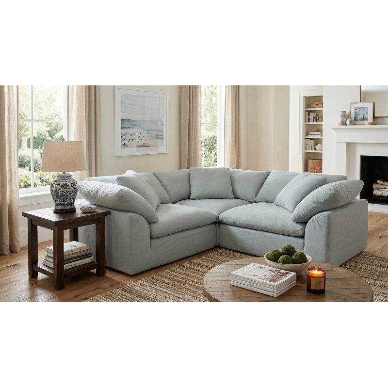 Canapé de coin modulaire surdimensionné et profond de 88 po inspiré des nuages 3 pièces | Coussin de coin modulaire |