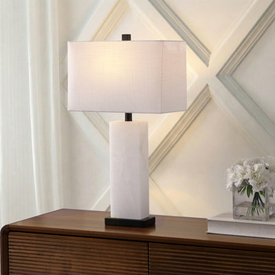 Holtz 27" Contemporary Modern Alabaster Rectangular LED Table Lamp