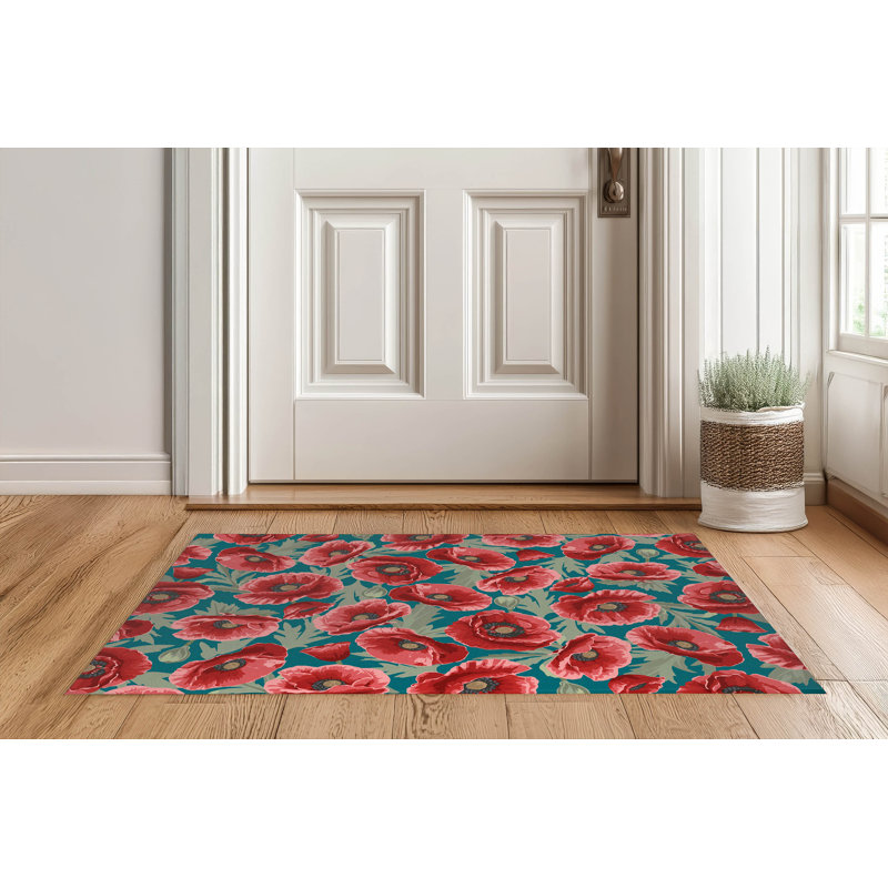 Paillasson Poppie, Bleu sarcelle, L 36 po x L 60 po