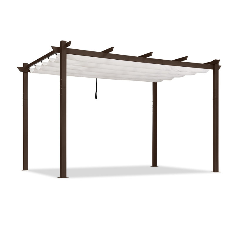 Purple Leaf Aluminium Pergola With Canopy, White, 96"H x 158" W x 118" D